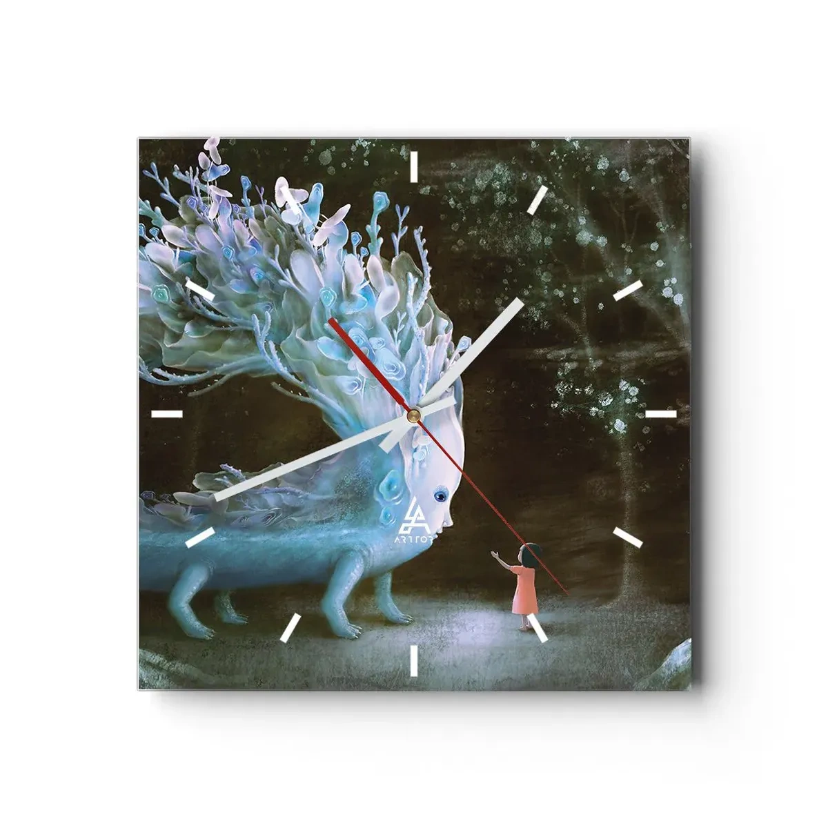 Relógio de parede - Relógio em vidro - Encontro fantástico - 40x40 cm