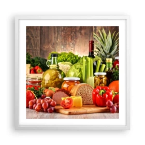 Pôster em moldura branca - Defumados, cozidos, em conserva - 50x50 cm