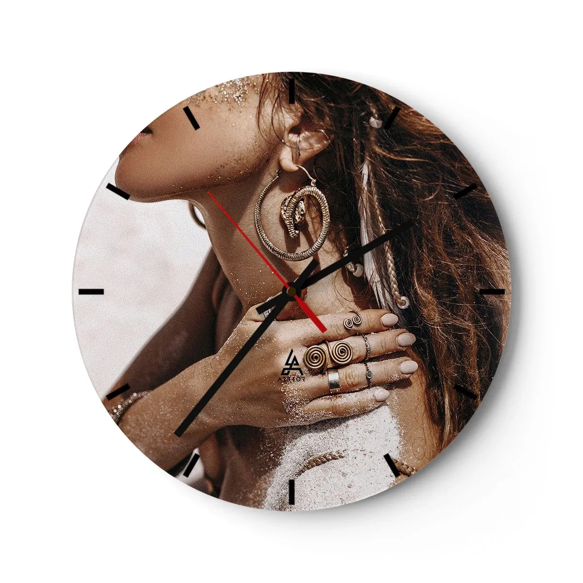 Relógio de parede - Relógio em vidro - A rainha da praia selvagem - 40x40 cm