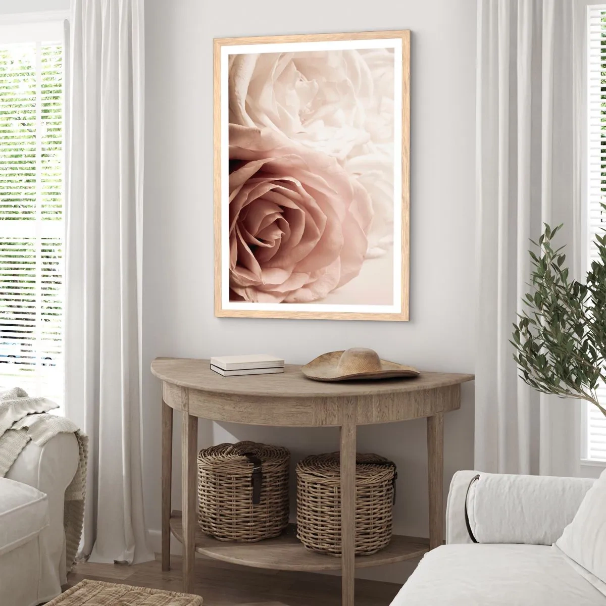 Pôster com moldura de carvalho claro - No coração de uma rosa - 30x40 cm