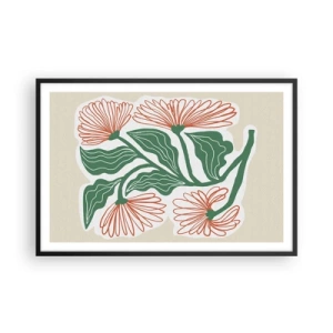 Pôster com moldura preta - Folclórico e moderno - 91x61 cm