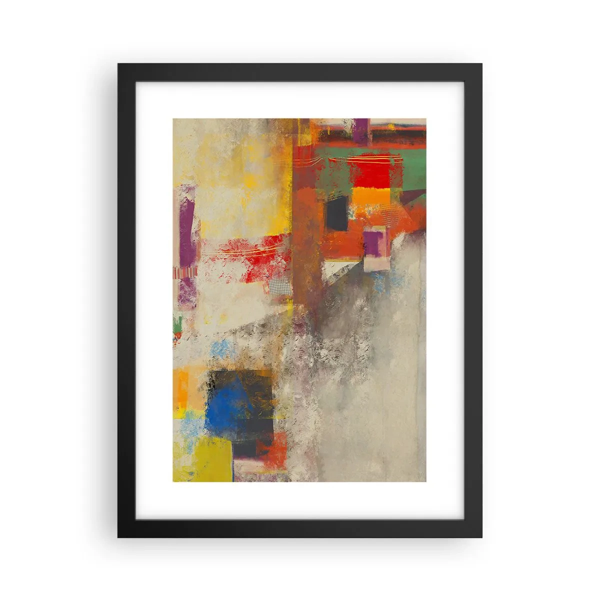 Pôster com moldura preta - Geometria das cores - 30x40 cm