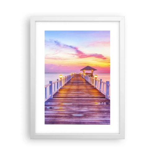 Pôster em moldura branca - O silêncio lilás-dourado da noite - 30x40 cm