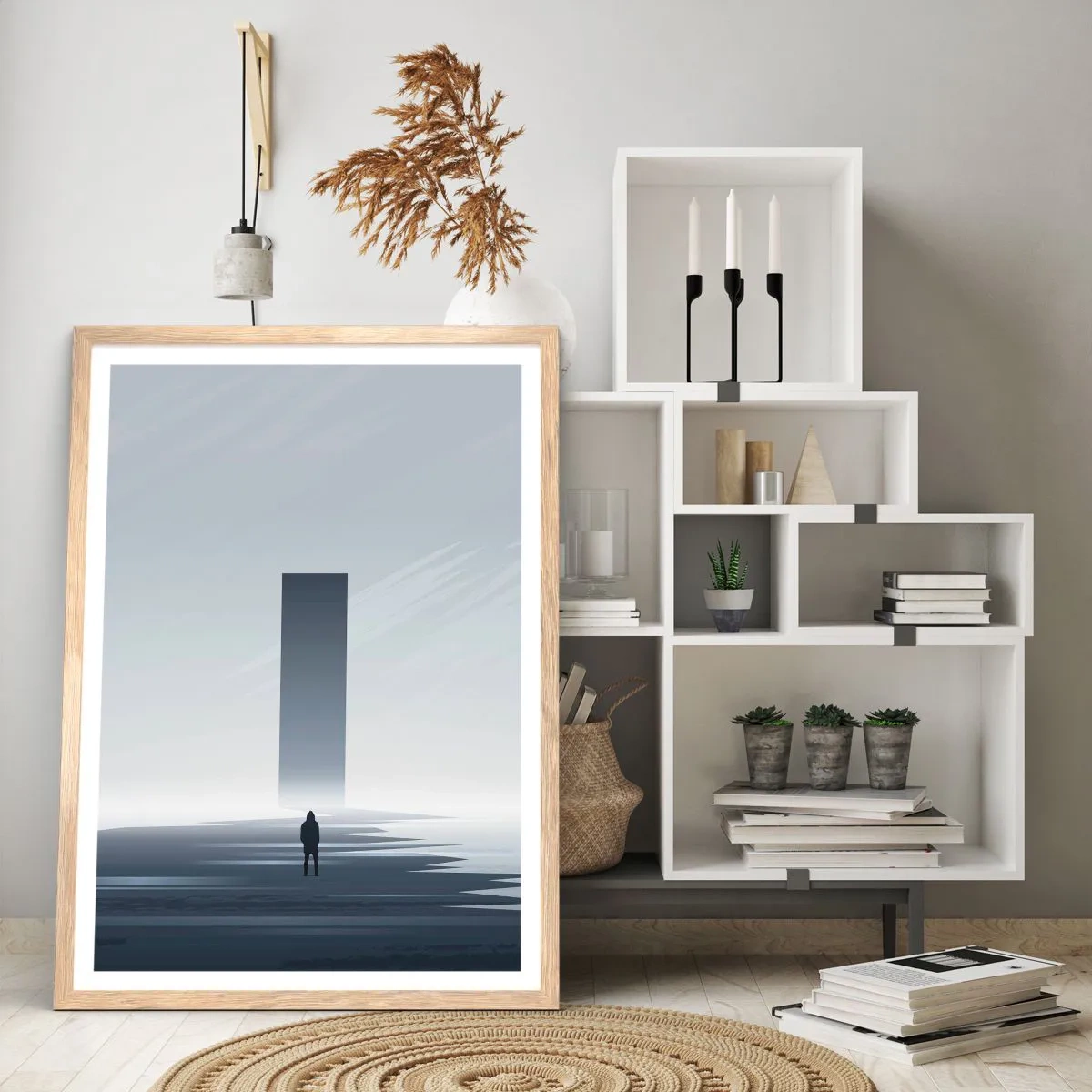 Pôster com moldura de carvalho claro - Oportunidade ou ameaça? - 70x100 cm