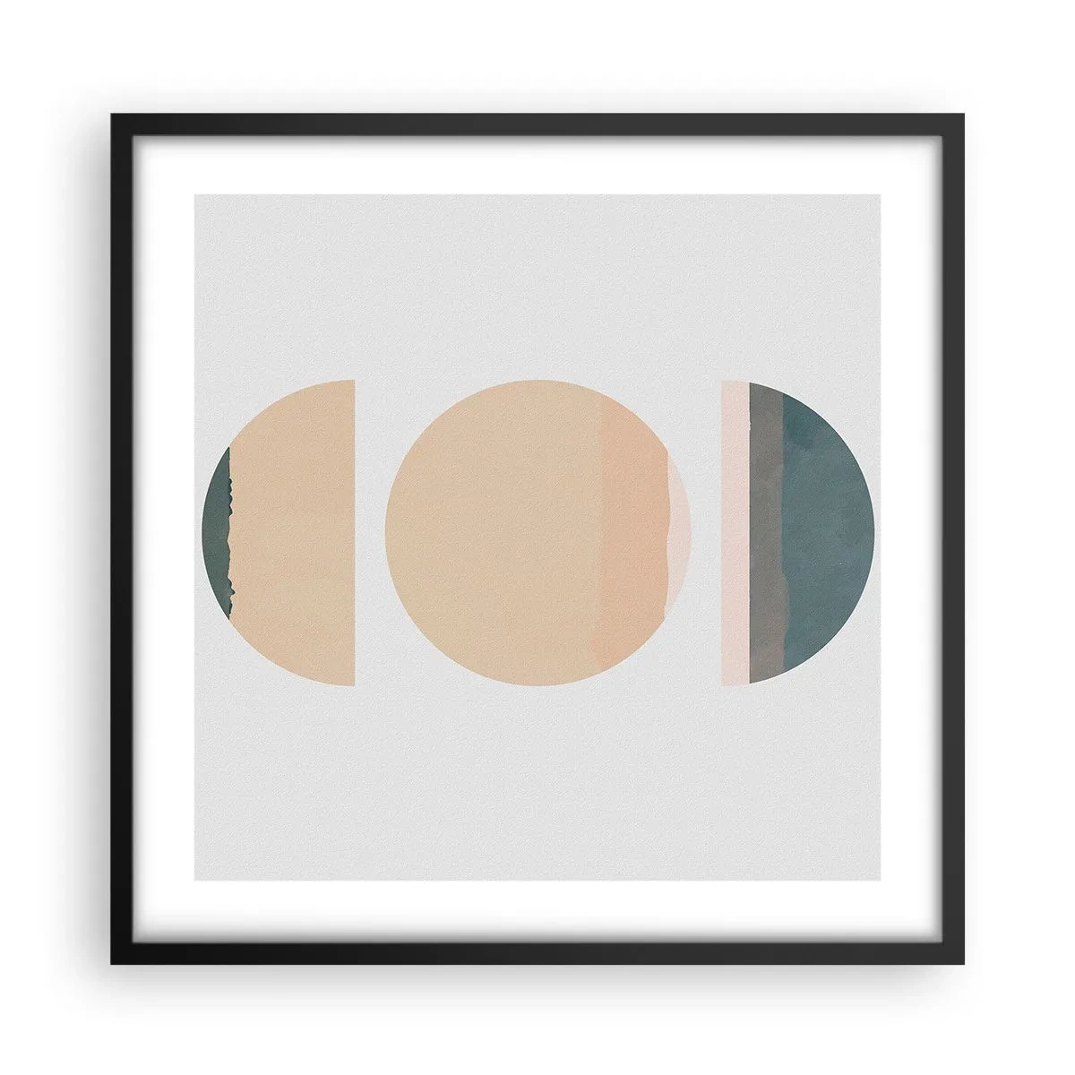 Pôster com moldura preta - Círculo entre círculos - 50x50 cm