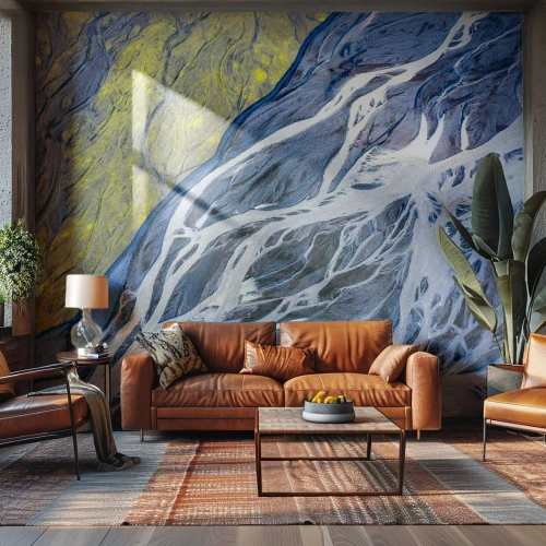 Papel de Parede Autocolante Deluxe Sticker - Pinturas rupestres da natureza - Abstração, Pedaço, Geleira - 350x256 cm
