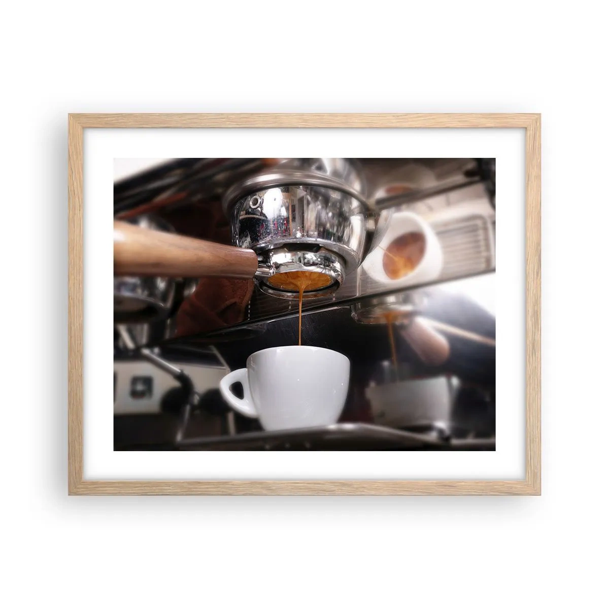 Pôster com moldura de carvalho claro - Boa hora do dia - 50x40 cm