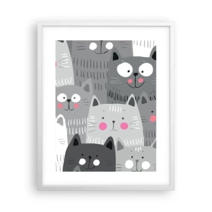 Pôster em moldura branca - O mundo dos gatos - 40x50 cm
