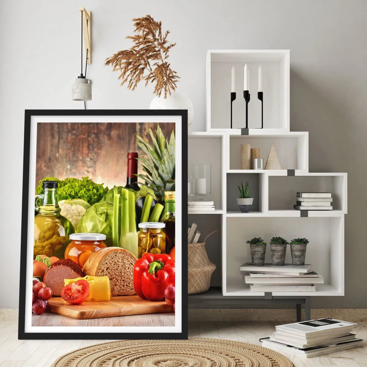 Pôster com moldura preta - Defumados, cozidos, em conserva - 70x100 cm