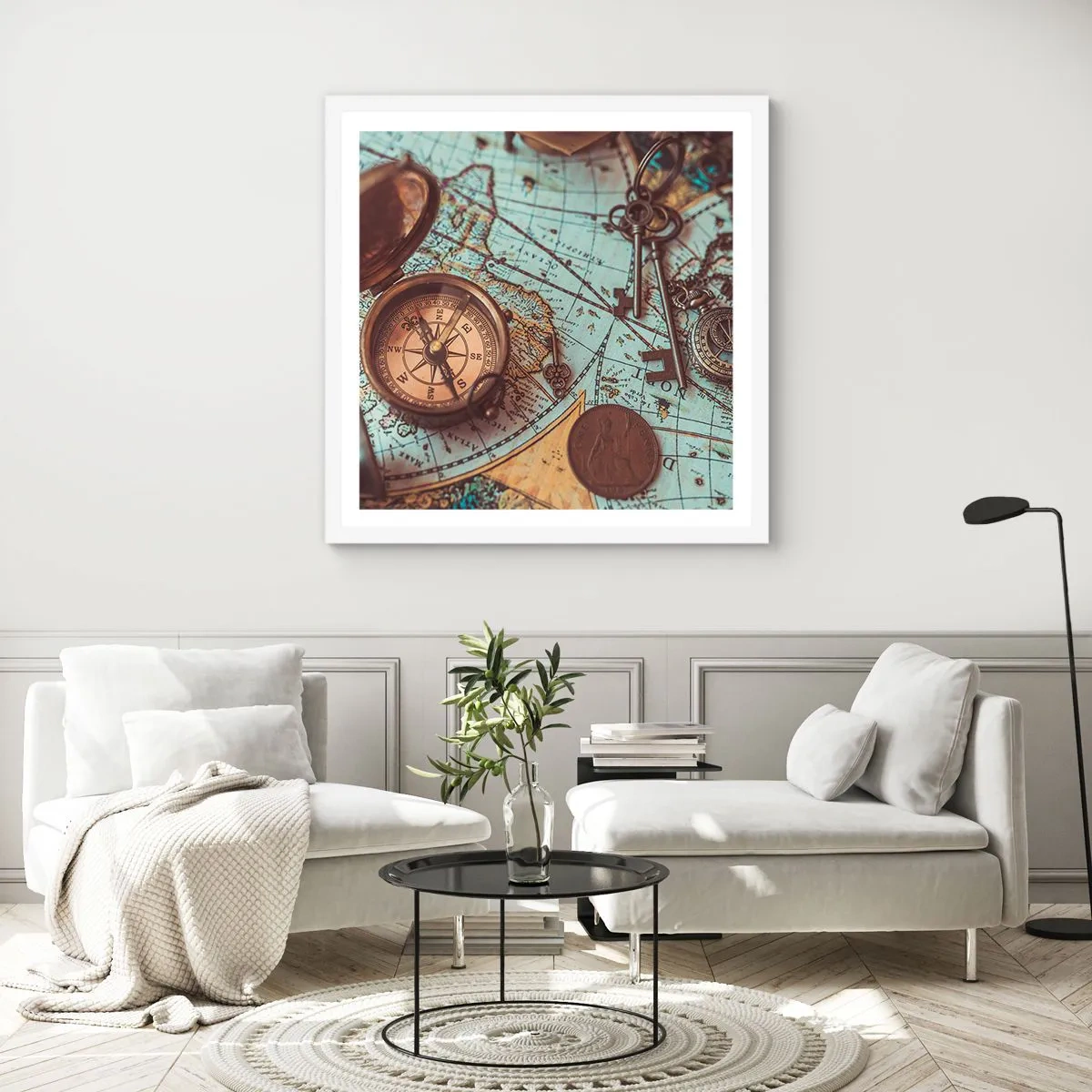 Pôster em moldura branca - Para o aventureiro - 40x40 cm