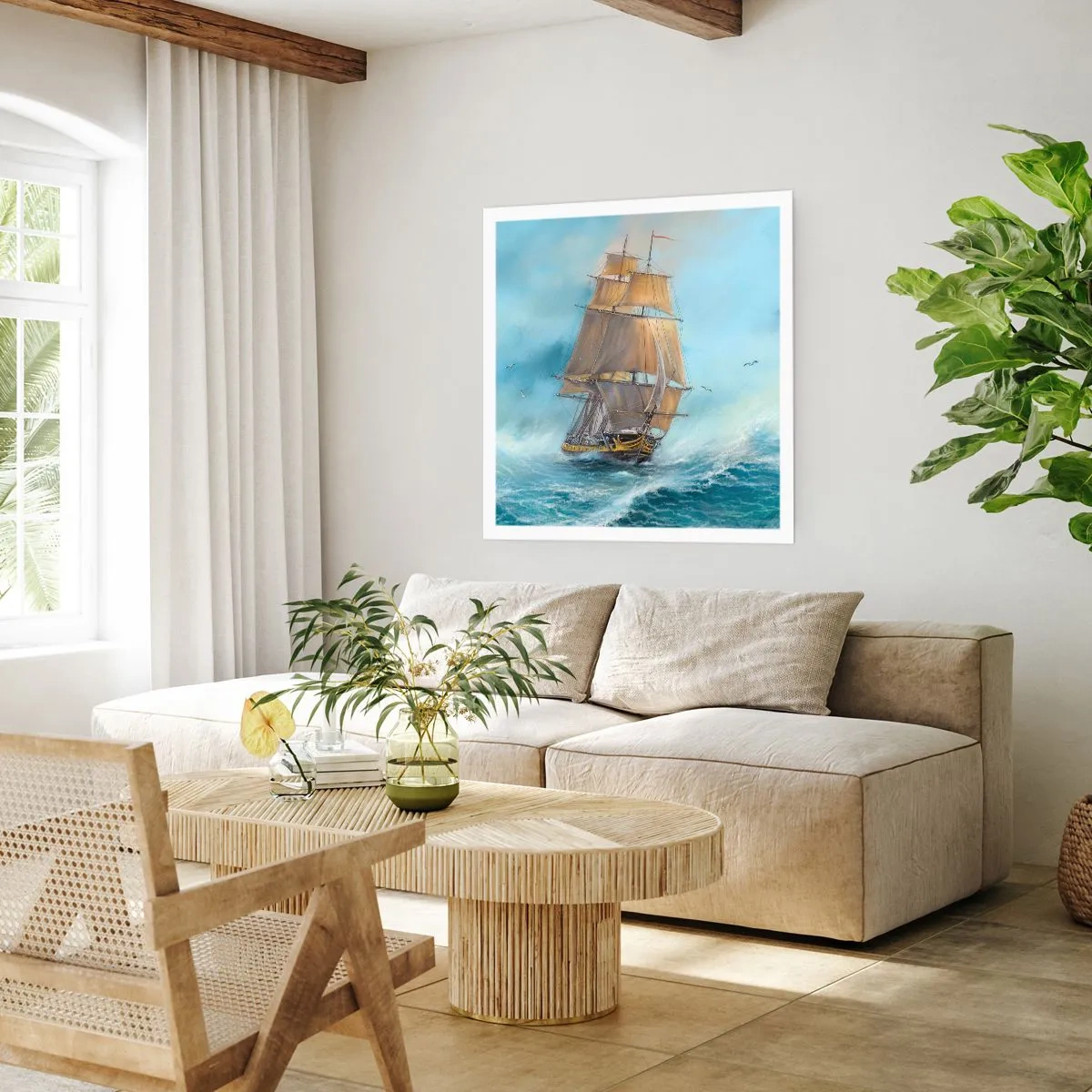 Pôster - Correndo sobre as ondas - 60x60 cm