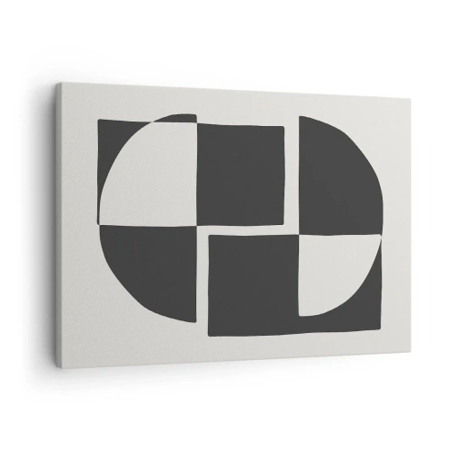 Quadro em tela - Formas geométricas abstratas em preto e branco - 70x50cm - Antítese – síntese - Decoração de parede moderna para a sala de estar e quarto ARTTOR