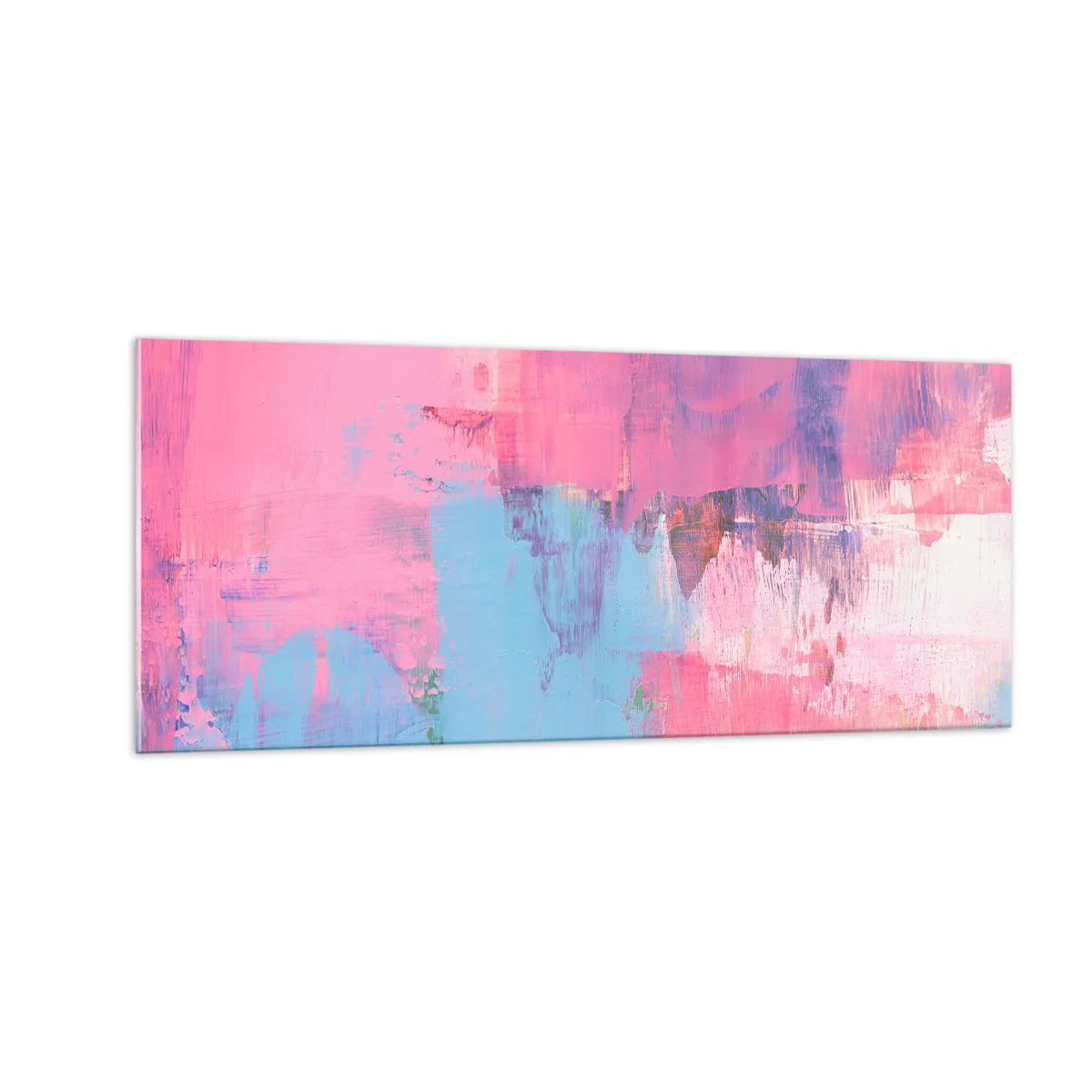 Quadro em vidro - Rosa, azul e uma pitada de luz - 100x40 cm