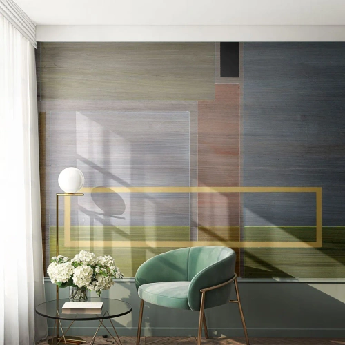 Papel de Parede Premium Sand - Simples e calmo - Abstração, Arte Moderna, Retângulos - 350x256 cm