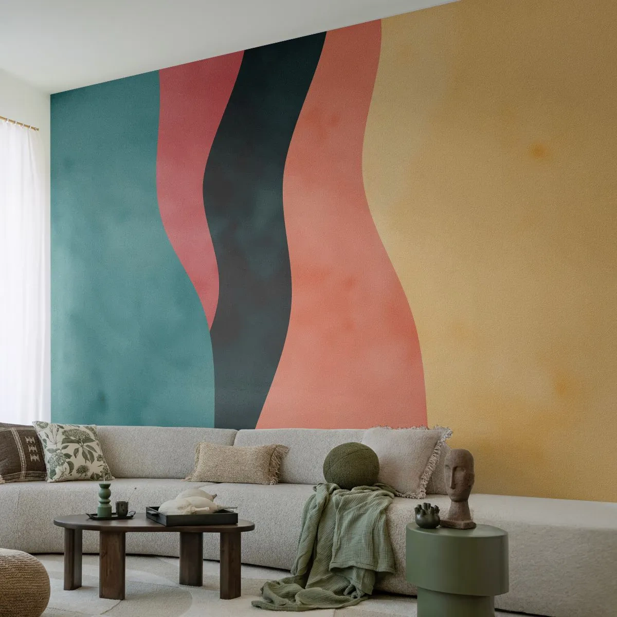 Papel de Parede Premium Sand - Incompatibilidade compatível - Abstração, Pedaço, Arte Moderna. - 450x315 cm