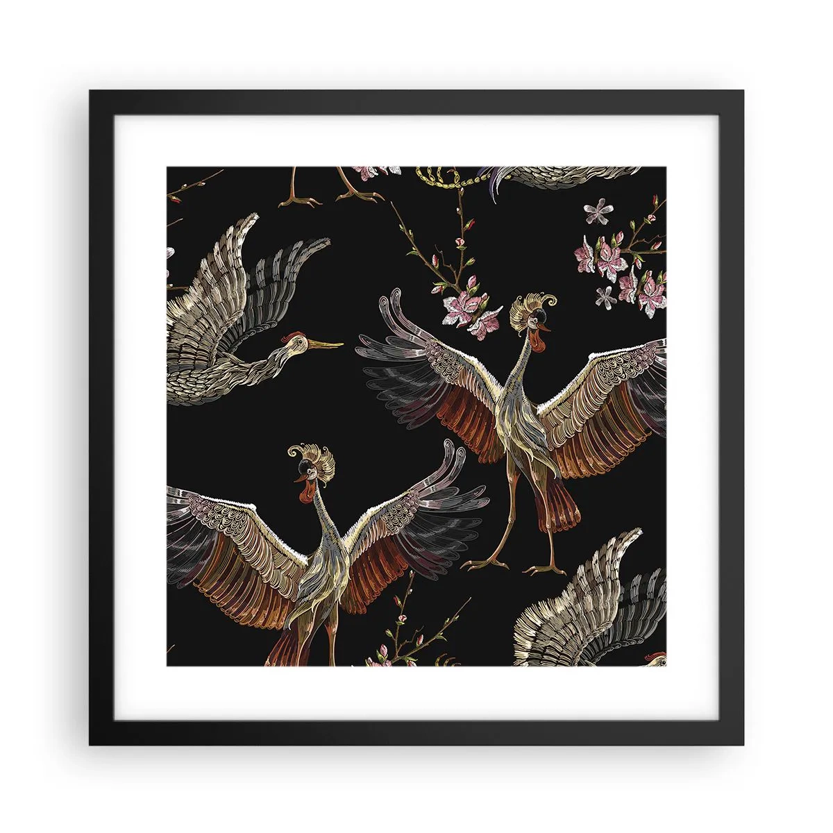 Pôster com moldura preta - O pássaro de conto de fadas - 40x40 cm