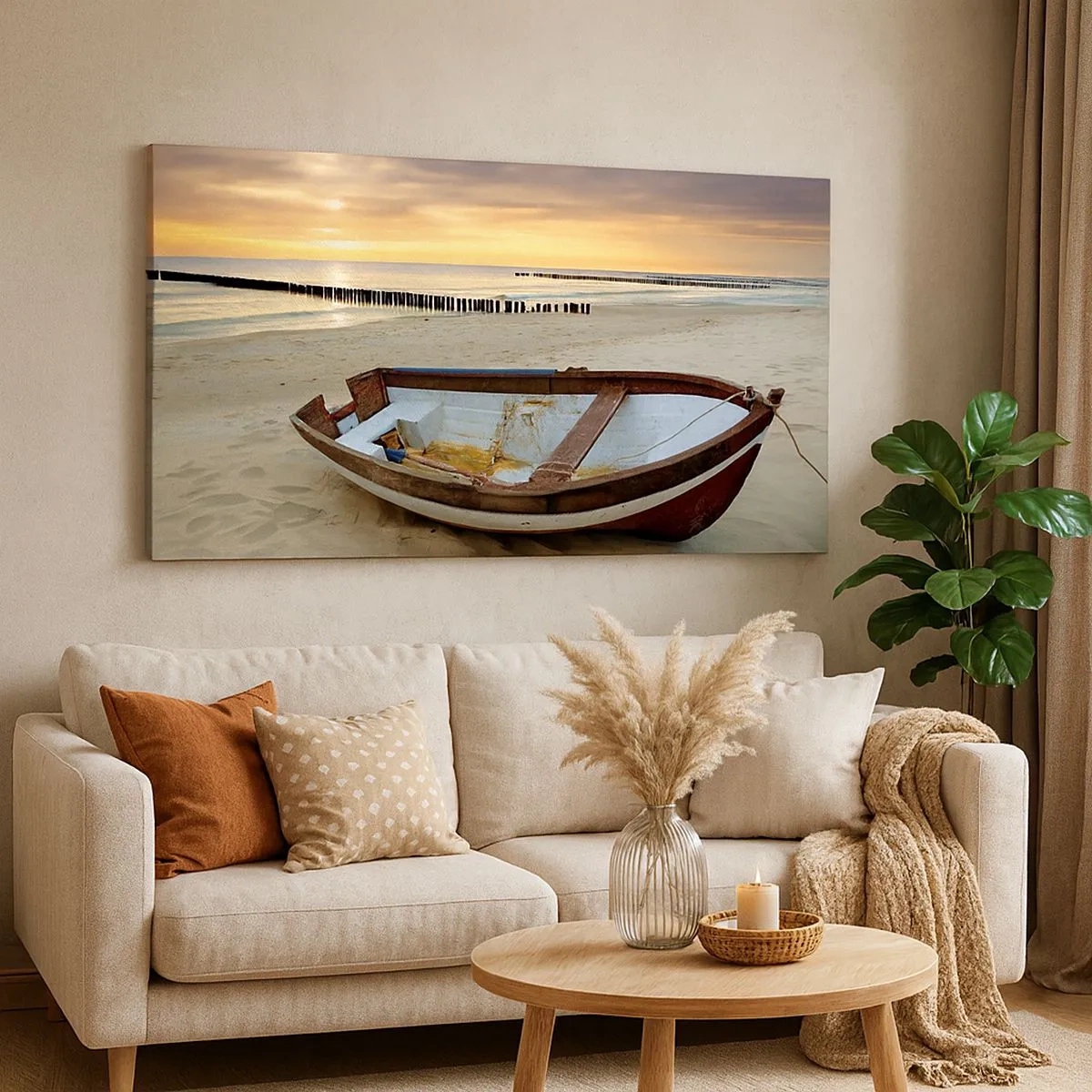 Quadro em tela - Não há mais praias bonitas do que essa - 100x40 cm