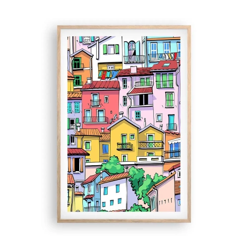 Pôster com moldura de carvalho claro - Cidade divertida - 61x91 cm