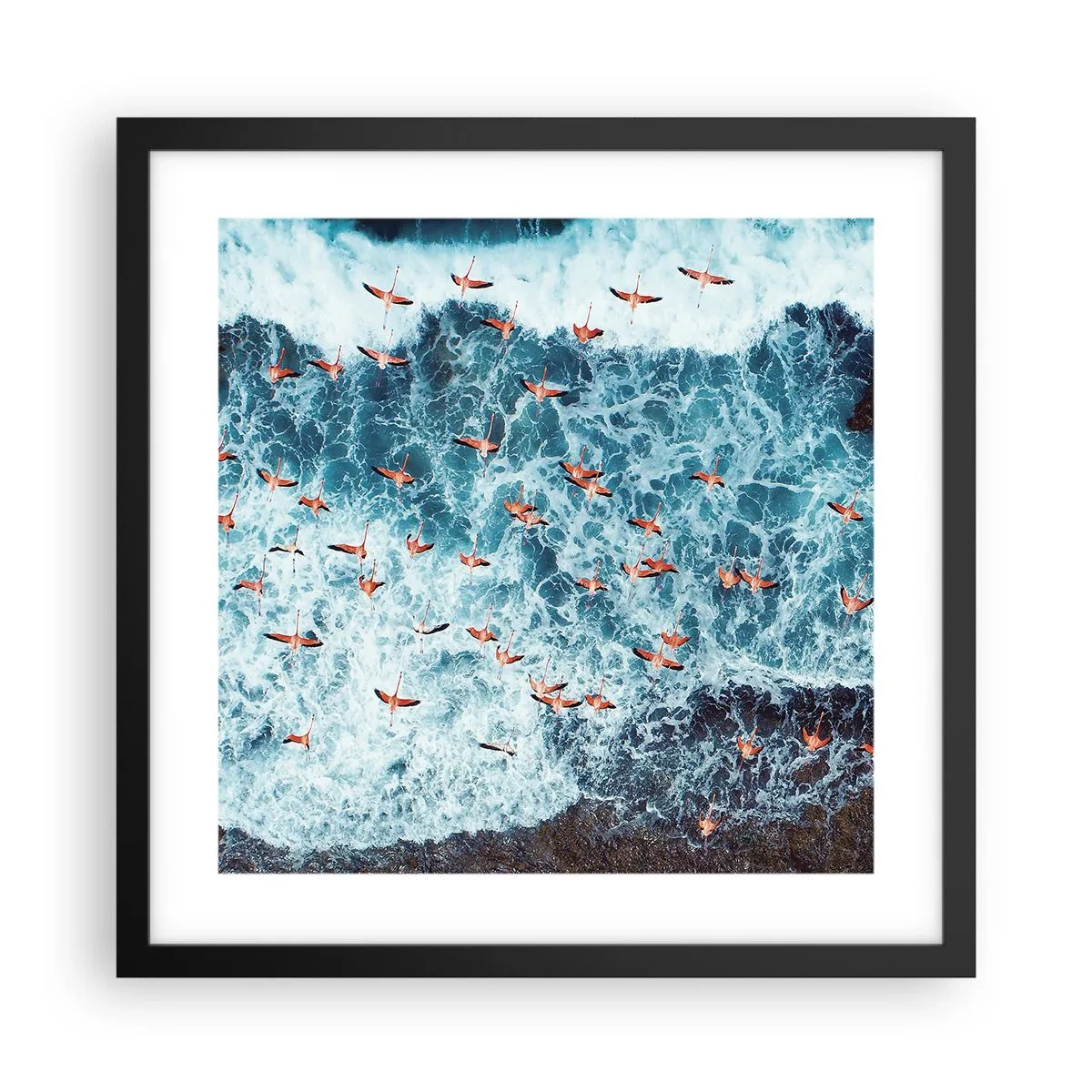 Pôster com moldura preta - Desfile à beira-mar - 40x40 cm