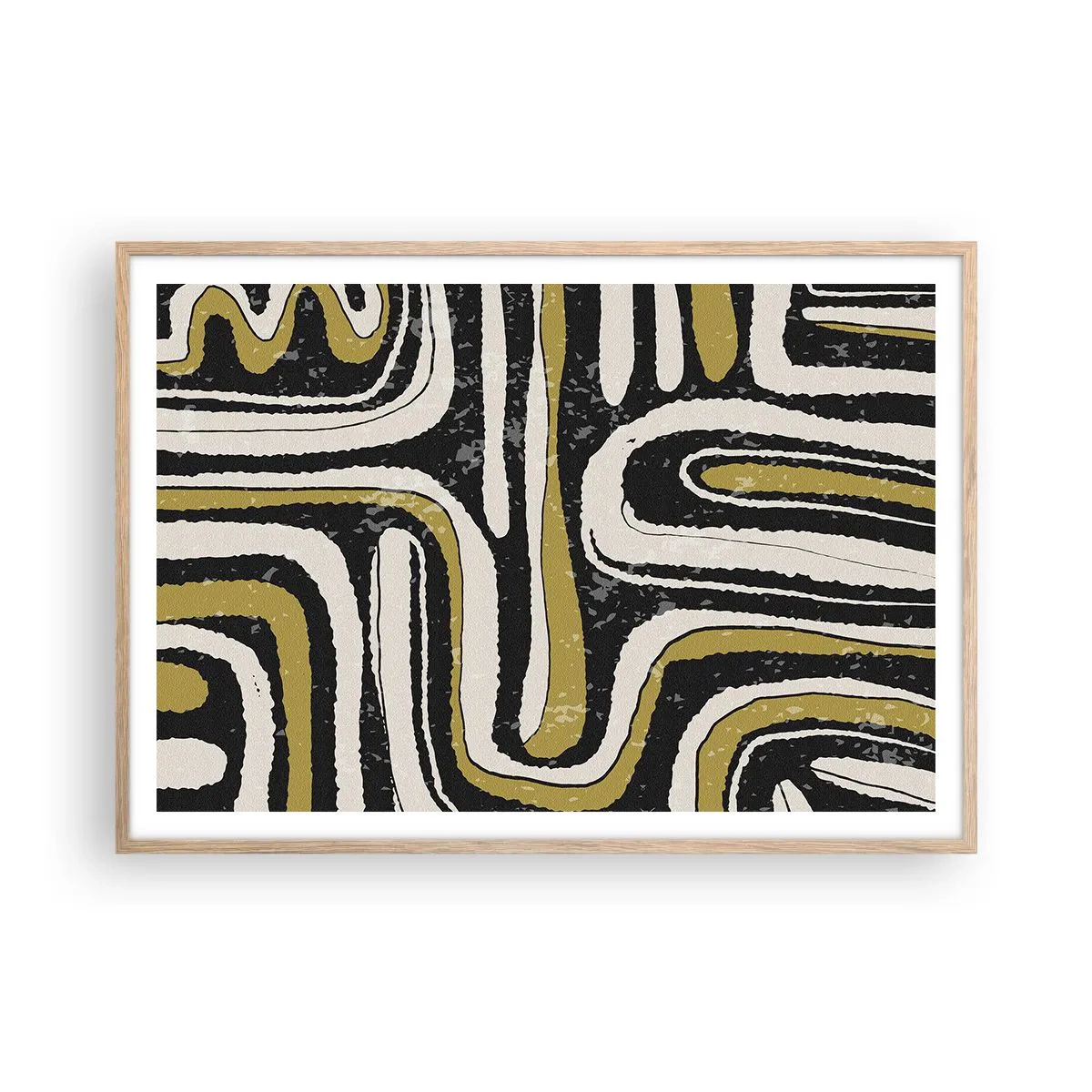 Pôster com moldura de carvalho claro - Composição: estradas e becos - 100x70 cm