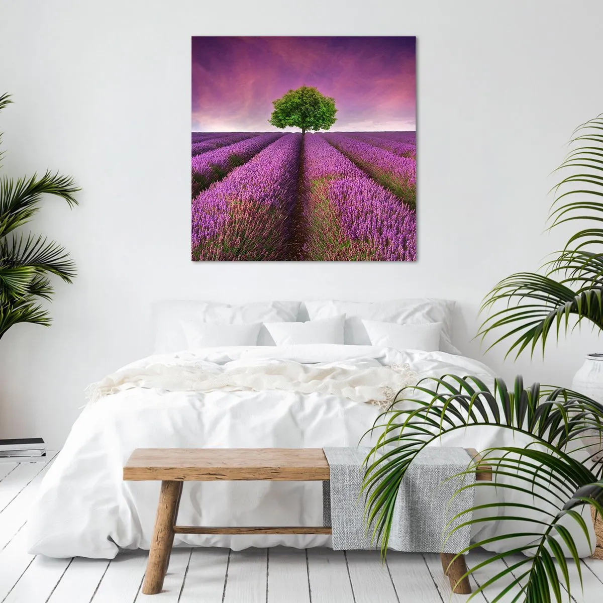 Quadro em tela - Nos campos de lavanda - 60x60 cm