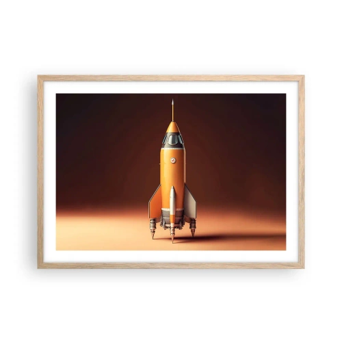 Pôster com moldura de carvalho claro - Tudo começa com um sonho - 70x50 cm