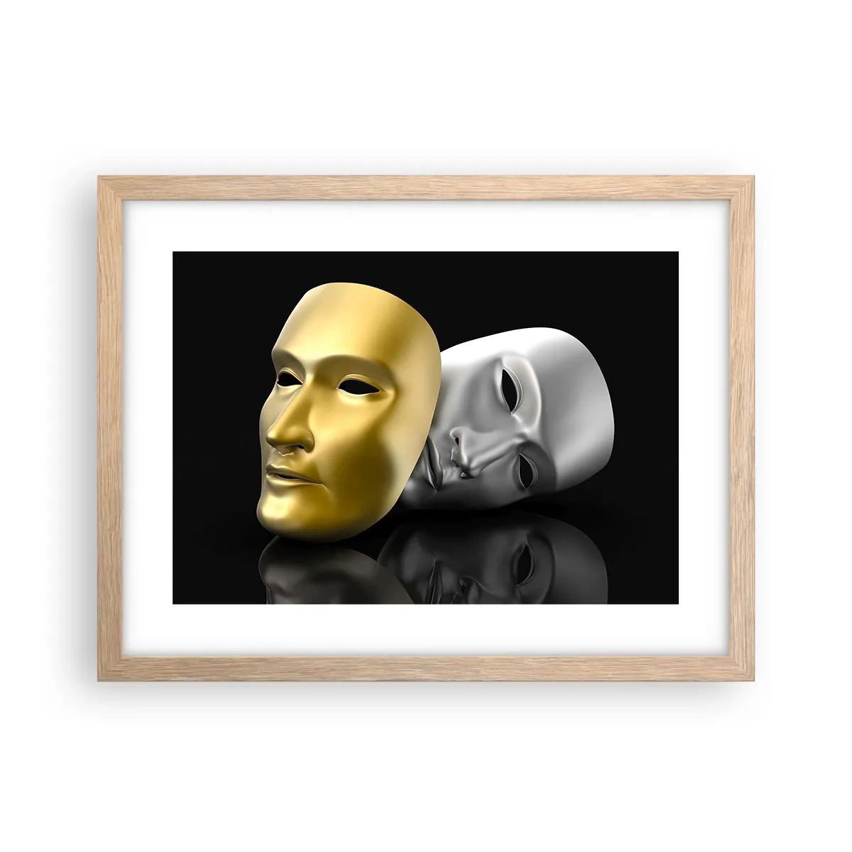 Pôster com moldura de carvalho claro - A vida é um teatro - 40x30 cm