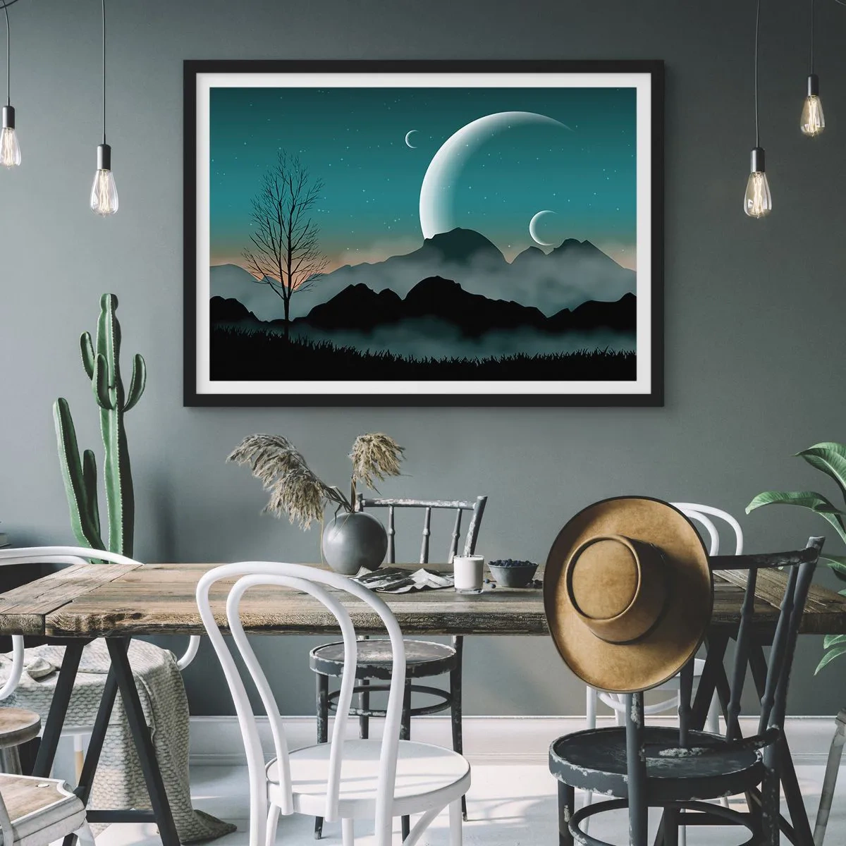 Pôster com moldura preta - Carnaval de uma noite estrelada - 50x40 cm