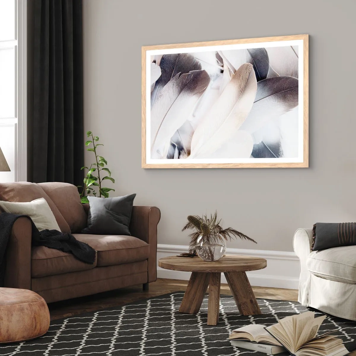 Pôster com moldura de carvalho claro - Semi-angelical - 50x40 cm