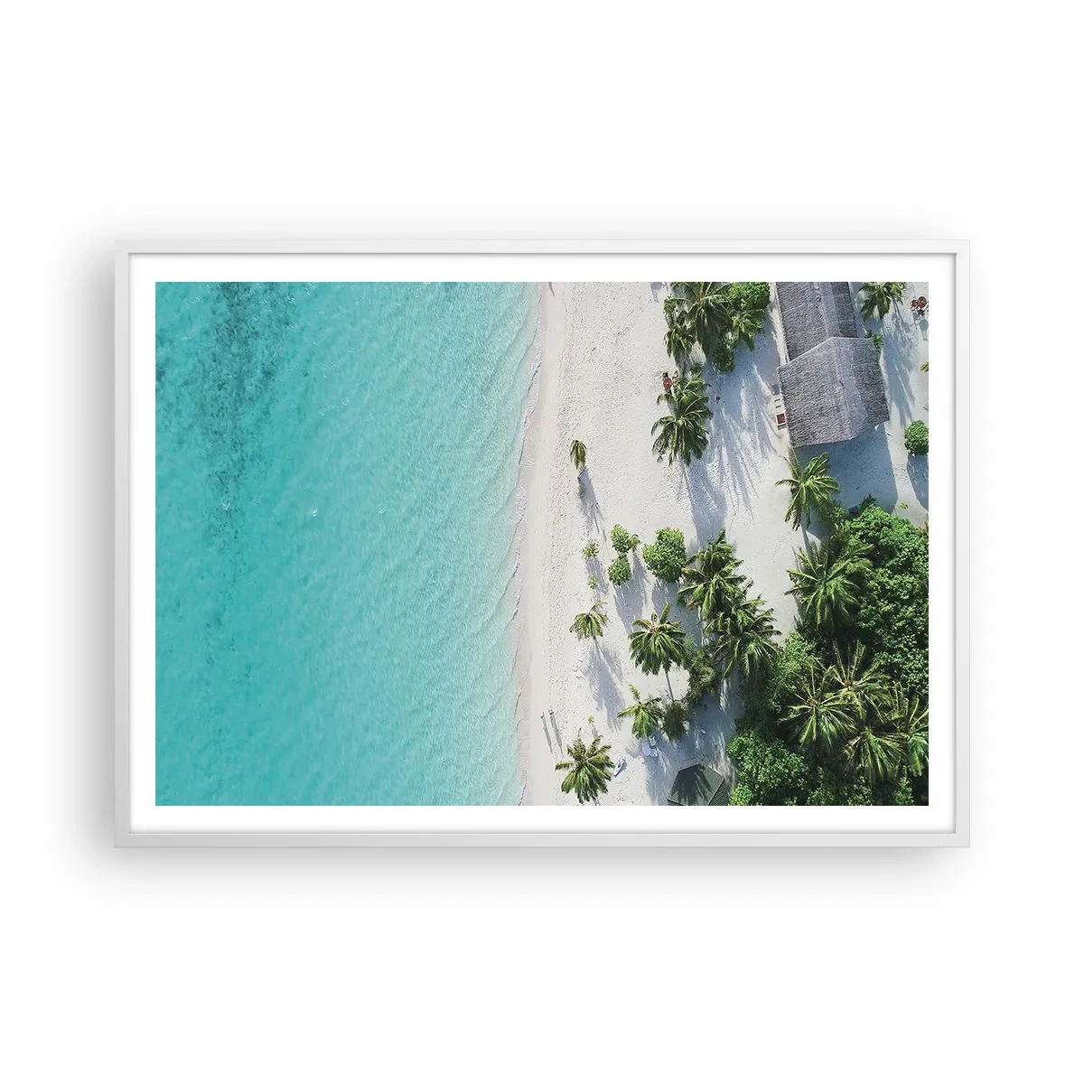 Pôster em moldura branca - Férias no paraíso - 100x70 cm