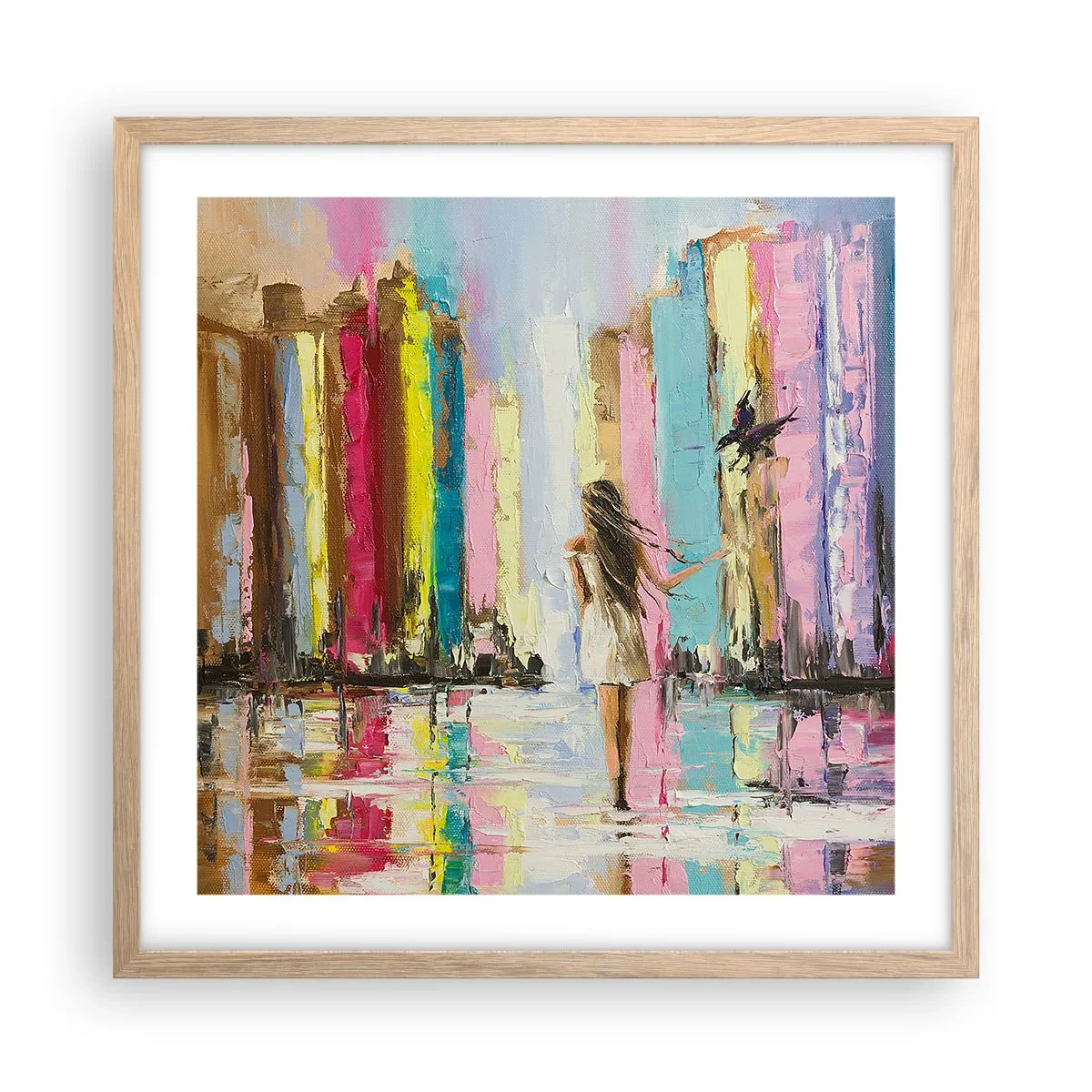 Pôster com moldura de carvalho claro - Segue-me - 50x50 cm