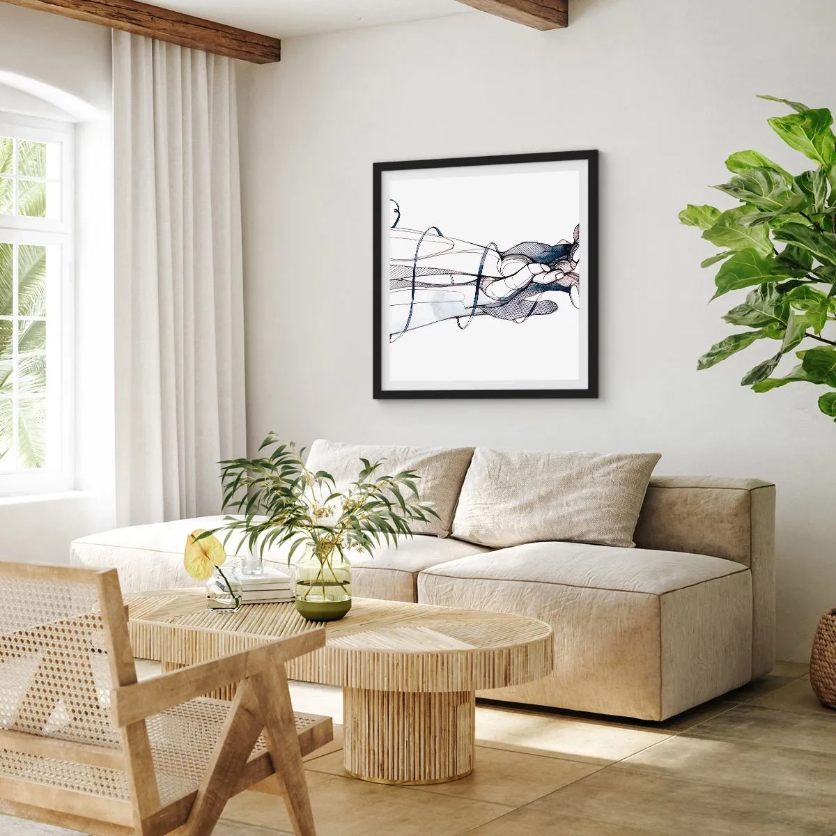 Pôster com moldura preta - Estudo do toque - 60x60 cm