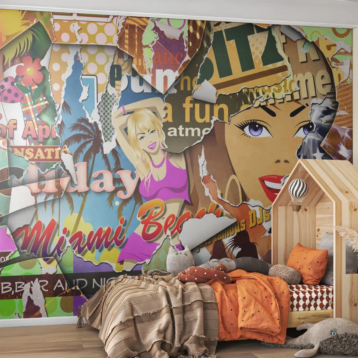 Papel de Parede Premium Sand - Flashbacks das férias - Grafite, Mural, Colagem de pintura - 100x70 cm