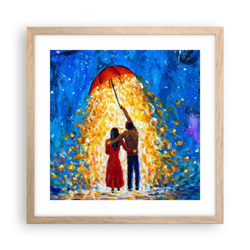 Pôster com moldura de carvalho claro - A magia de uma noite chuvosa? - 40x40 cm