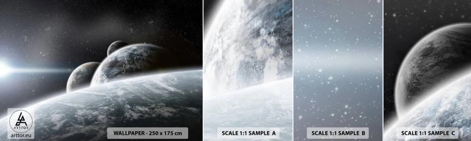 Amostra de Papel de Parede Standard Eco - Música cósmica das esferas - Astronomia, Cosmos, Galáxia - 100x30 cm