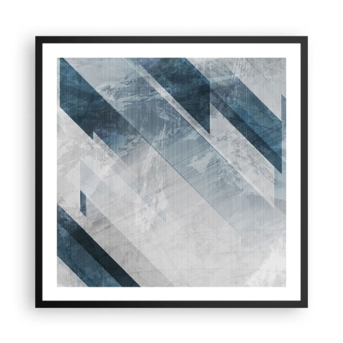 Pôster com moldura preta - Arte espacial – movimento cinzento - 60x60 cm