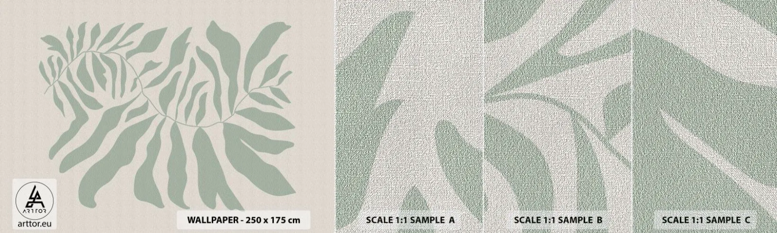 Amostra de papel de parede Premium Canvas - Galho esmeralda - Boho, Plantar, Botânico - 100x30 cm