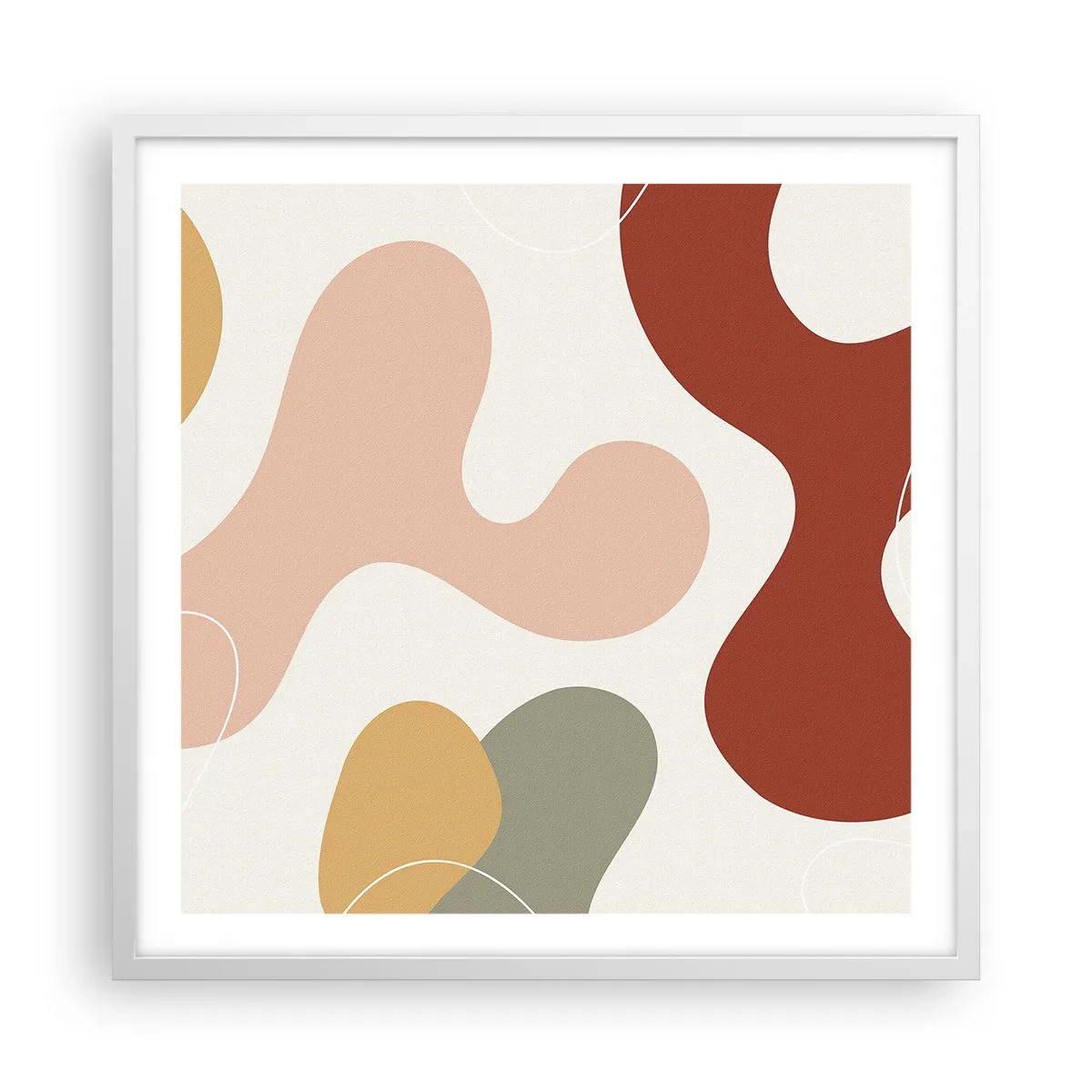 Pôster em moldura branca - Ziguezagues ornamentais - 60x60 cm