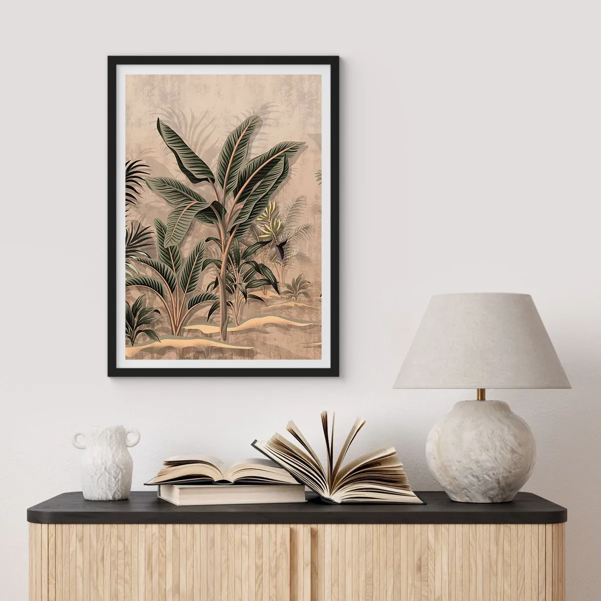 Pôster com moldura preta - Gravura em estilo colonial - 61x91 cm