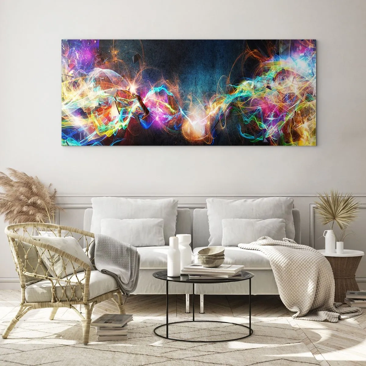 Quadro em vidro - Com alegria contra a escuridão - 90x30 cm