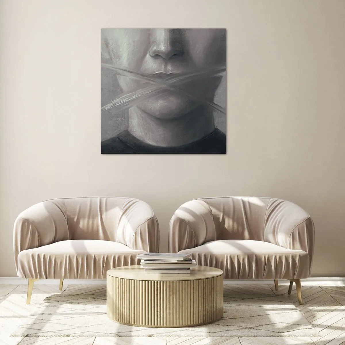 Quadro em vidro - Nem uma palavra - 70x70 cm