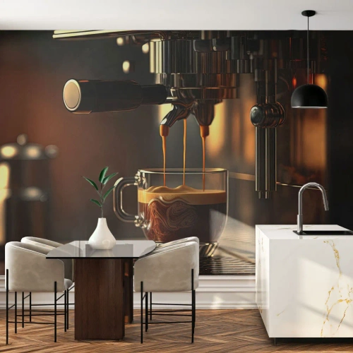 Papel de Parede Premium Sand - Uma mistura sensual - Café, Máquina de café, Gastronomia - 250x175 cm