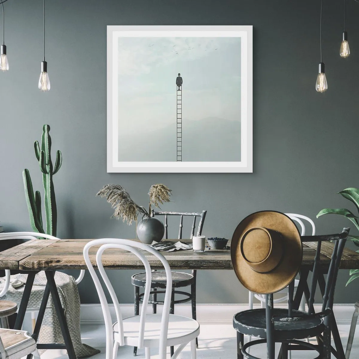 Pôster em moldura branca - Vá além - 60x60 cm