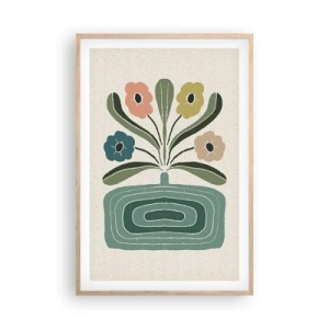 Pôster com moldura de carvalho claro - Buquê simétrico - 61x91 cm