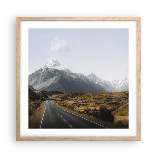 Pôster com moldura de carvalho claro - O caminho para o coração das montanhas - 50x50 cm