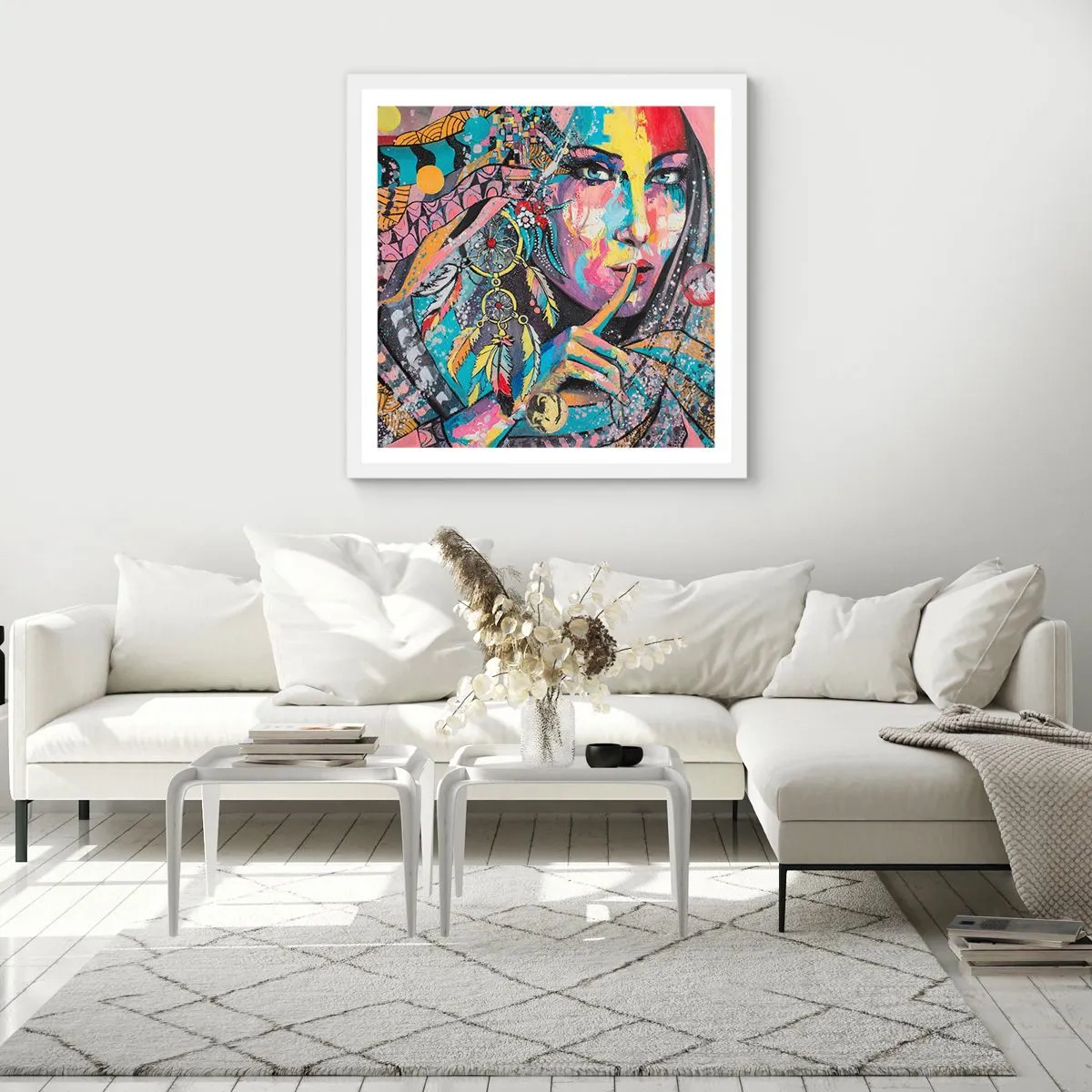 Pôster em moldura branca - Fique em silêncio até compreender - 40x40 cm