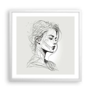 Pôster em moldura branca - Retrato em pensamento - 50x50 cm