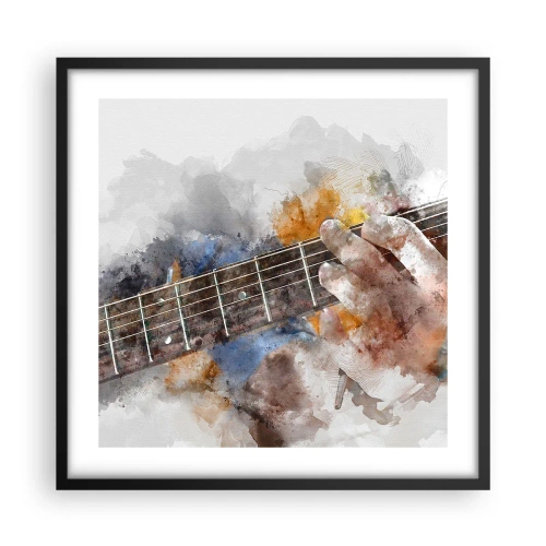 Pôster com moldura preta - Poesia entre as cordas - 50x50 cm