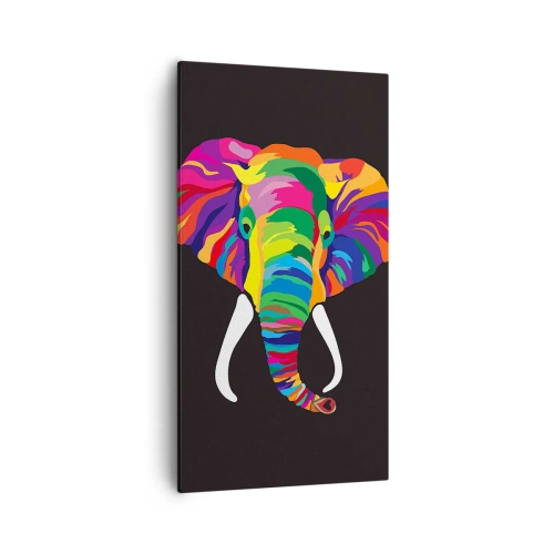 Quadro em tela - O elefante que adorava banhar-se no arco-íris - 55x100 cm