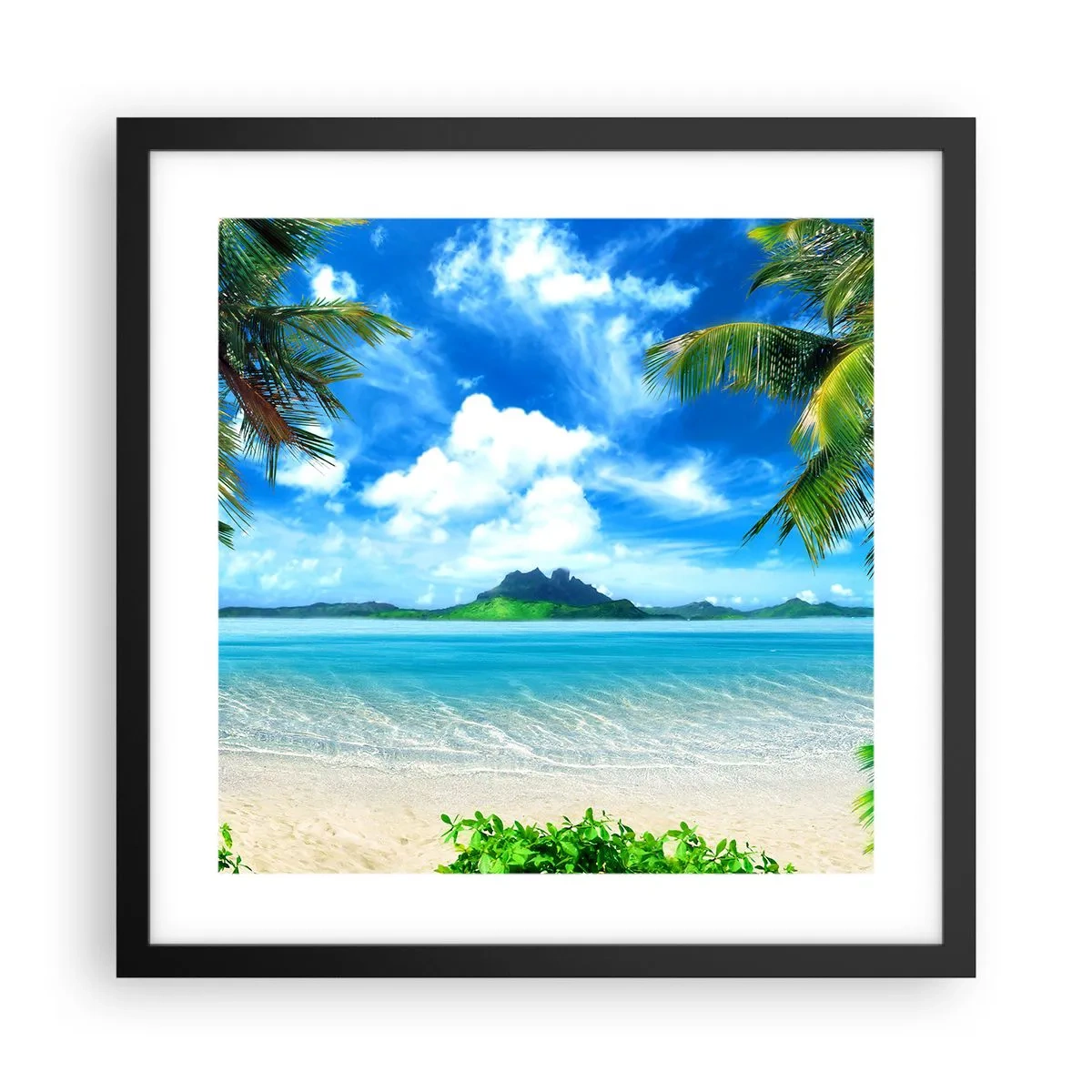 Pôster com moldura preta - O azul dos trópicos - 40x40 cm